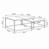 Table Basse Gigogne Carrée en Bois et Métal - Lot de 2