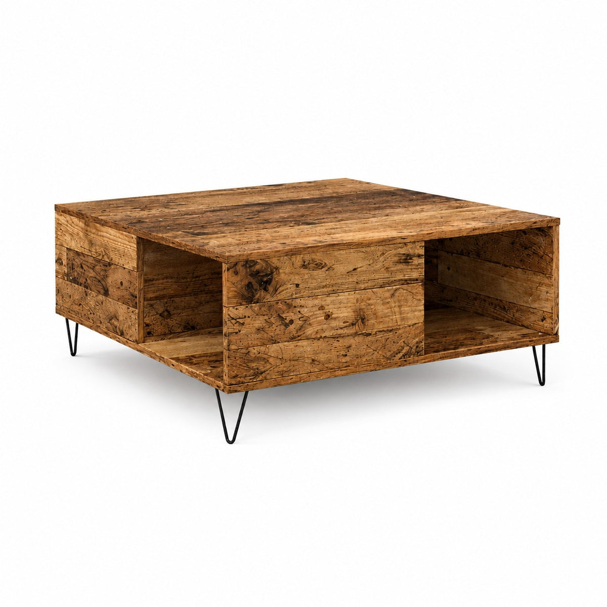 Table Basse en Bois avec Rangement Ouvert