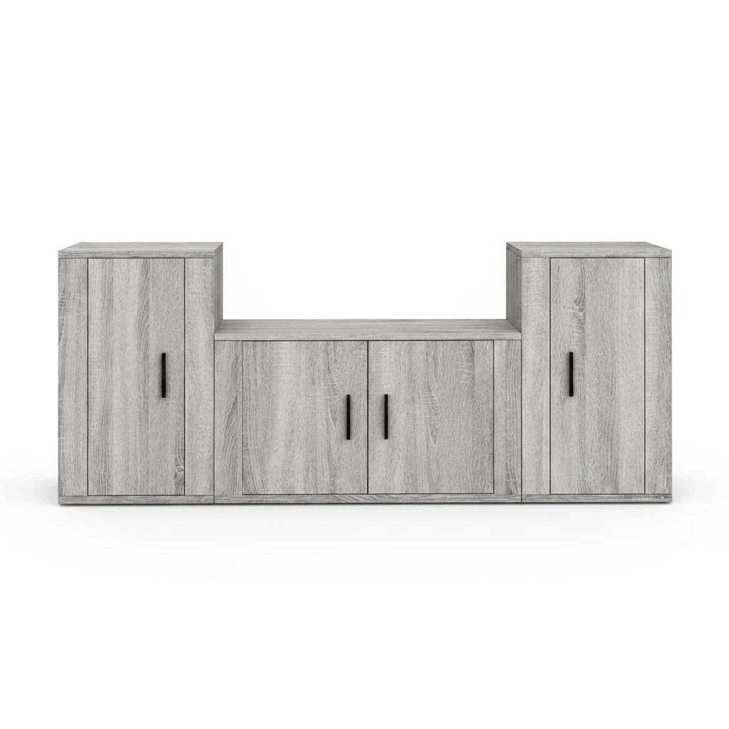 Meuble TV Mural Suspendu Gris Sonoma – 3 Pièces