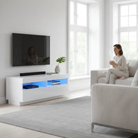 Meuble TV Blanc avec Éclairage LED RGB 100 cm