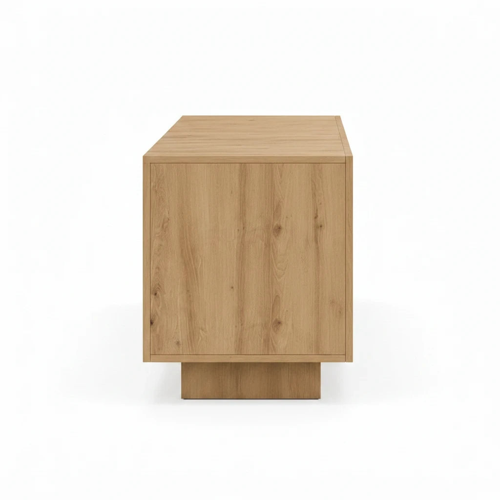 Meuble TV Chêne Artisanal avec Éclairage LED RGB 160 cm