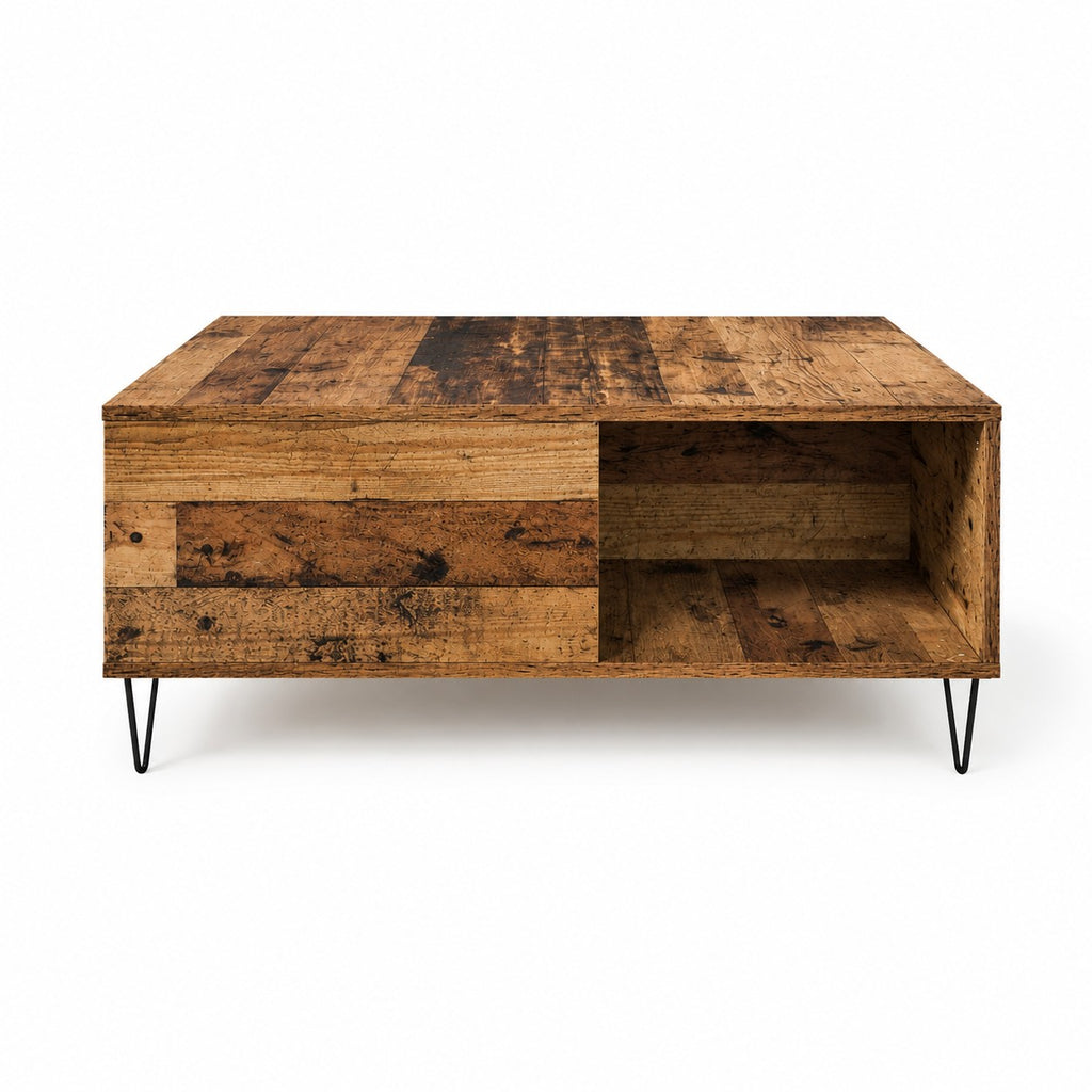 Table Basse en Bois avec Rangement Ouvert