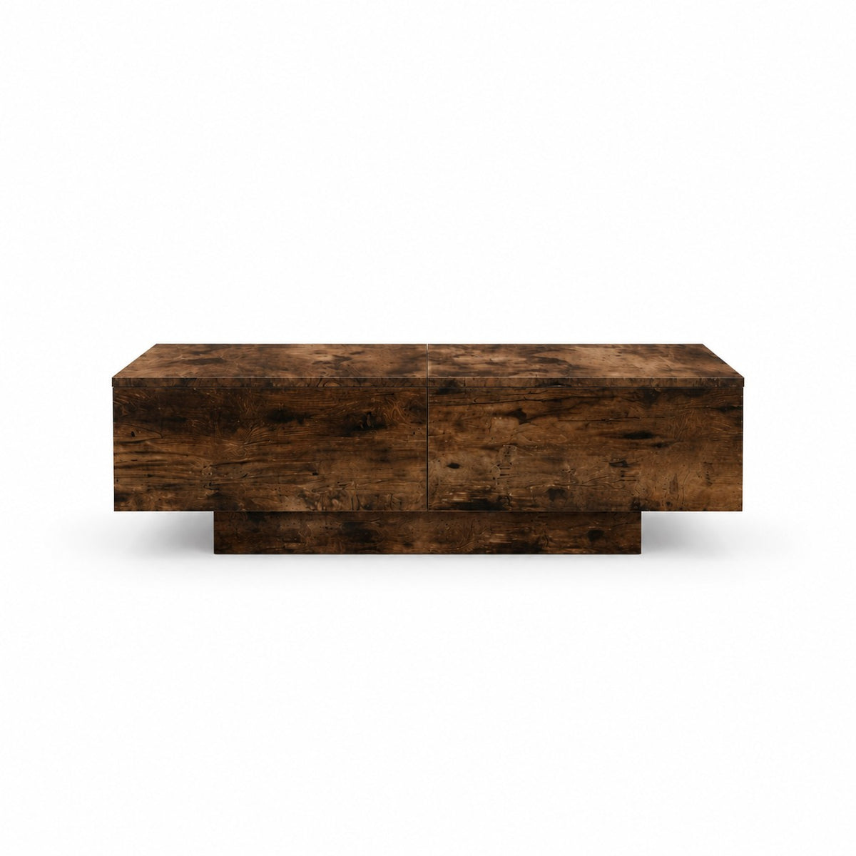 Table basse rectangulaire rangement Vieux Bois - vue fond blanc 2