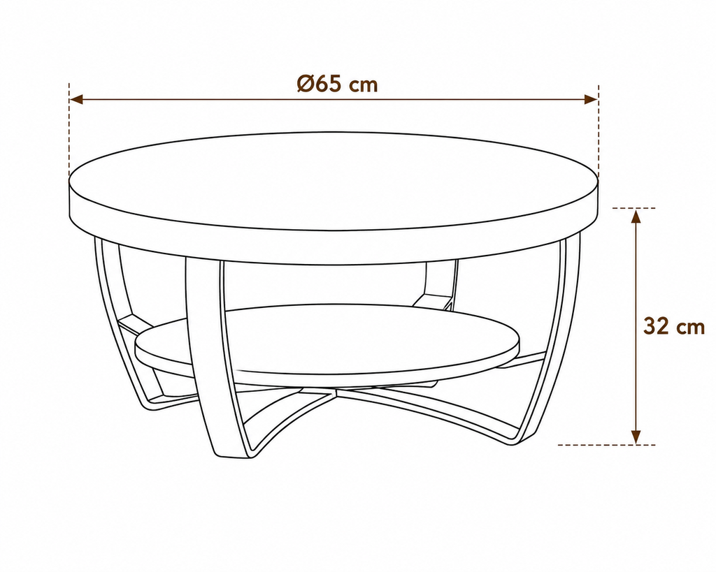 Table Basse Ronde en Manguier Massif avec Structure Métal