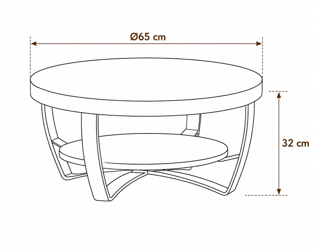 Table Basse Ronde en Manguier Massif avec Structure Métal