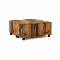 Table Basse Carrée Extensible à Roulettes en Chêne Sonoma