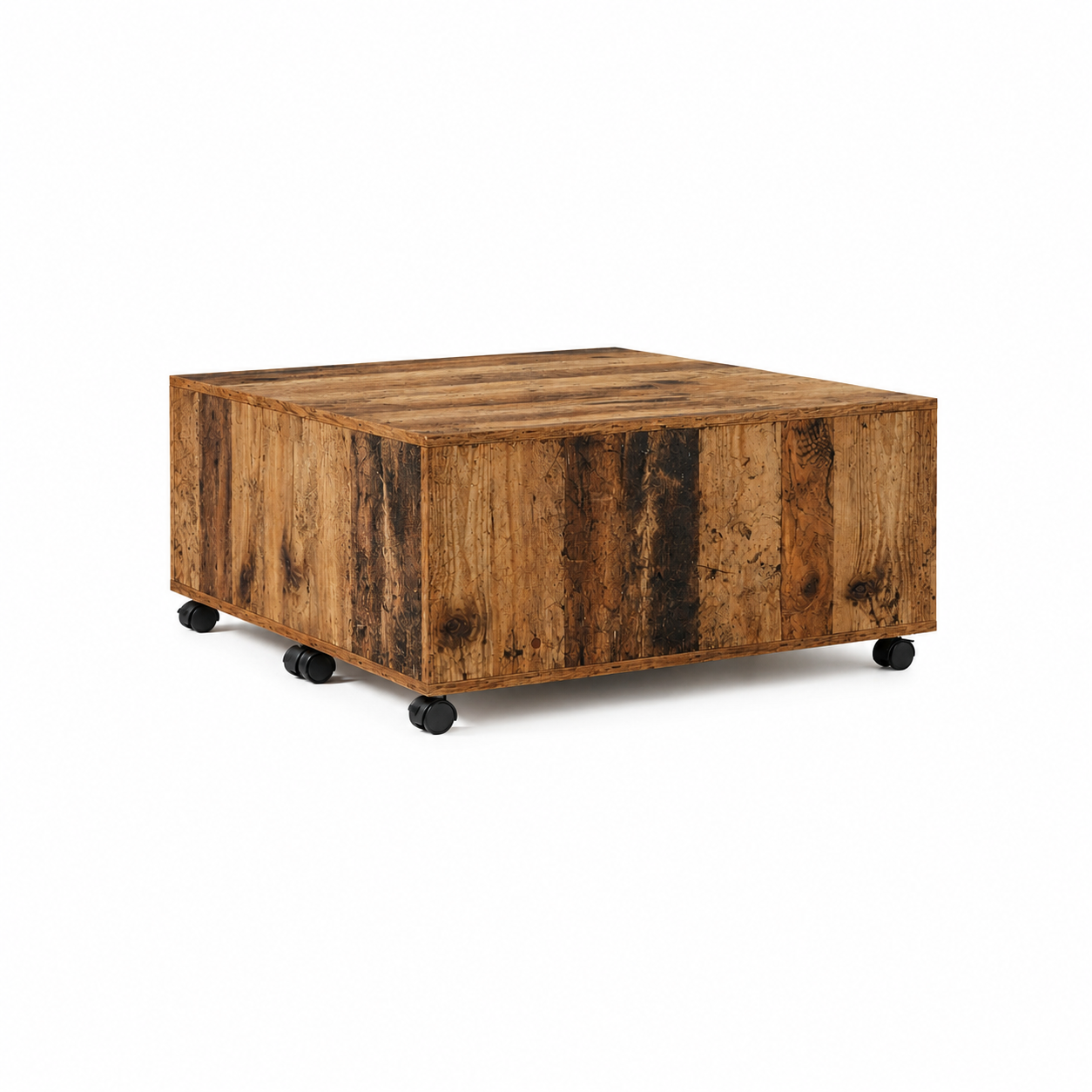 Table Basse Carrée Extensible à Roulettes en Chêne Sonoma