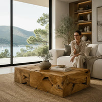 Table Basse Artisanale en Teck Massif Fait Main