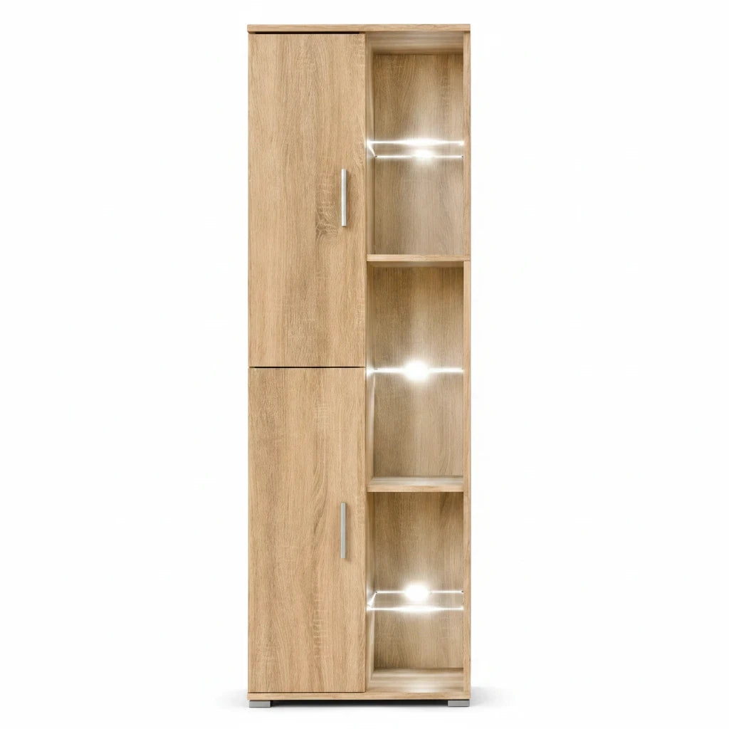 Ensemble Meuble TV Chêne Sonoma avec LED et Vitrine
