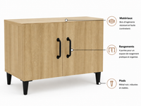 Meuble TV Scandinave Chêne Sonoma 4 Portes 180 cm