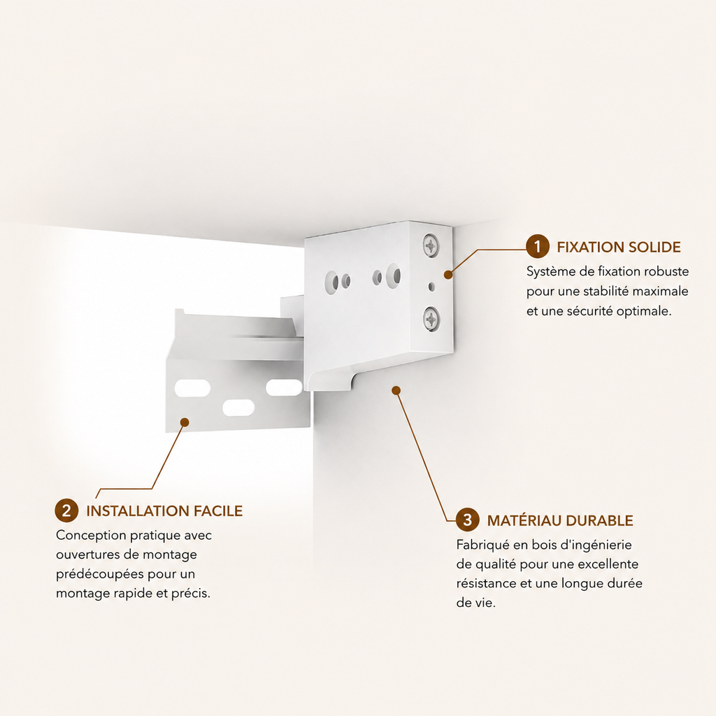 Ensemble Meuble TV Mural Blanc Suspendu – 8 Pièces