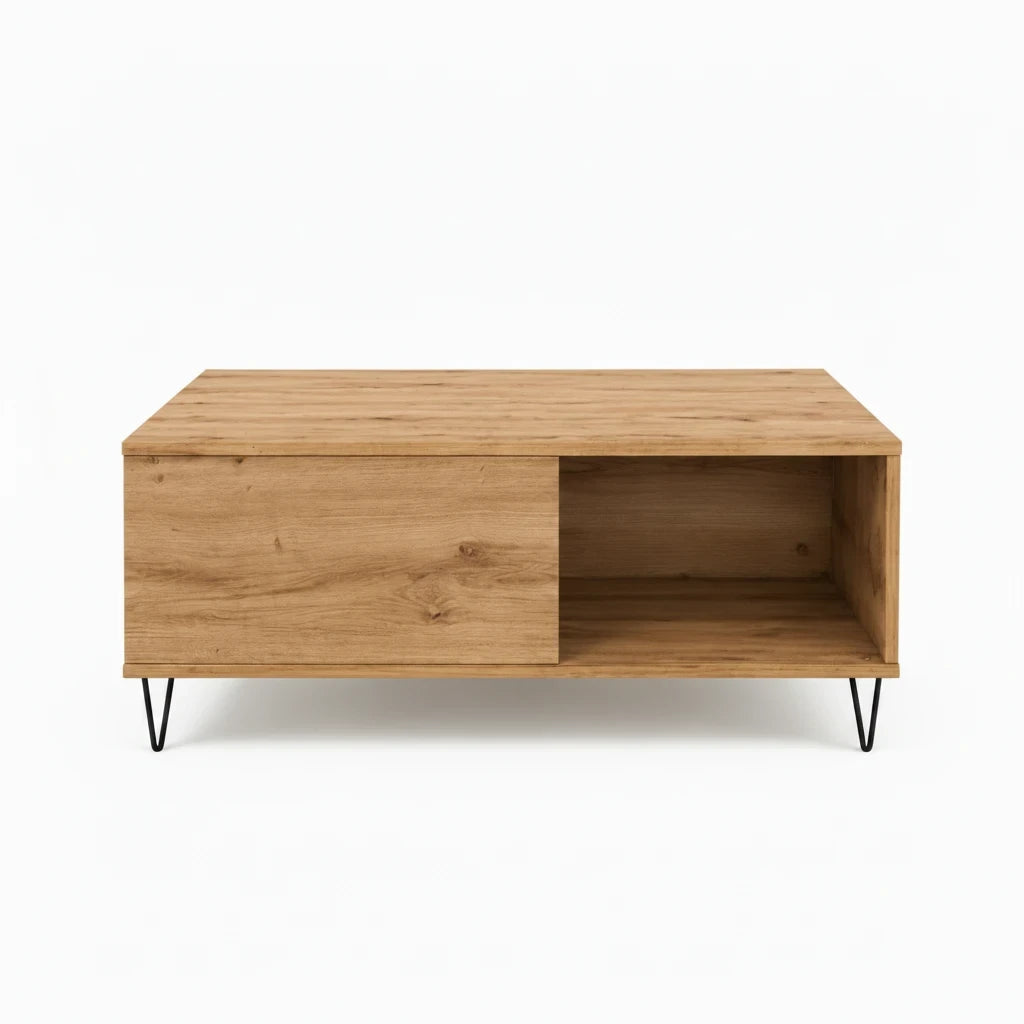 Table Basse en Bois avec Rangement Ouvert