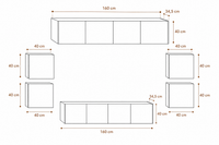 Ensemble Meuble TV Mural Blanc Suspendu – 8 Pièces