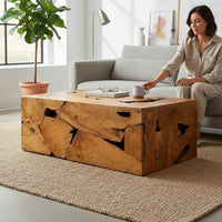 Table Basse Artisanale en Teck Massif Fait Main