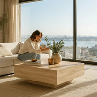 Table Basse Carrée Chêne Sonoma 100 x 100 cm