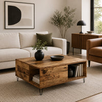 Table Basse en Bois avec Rangement Ouvert