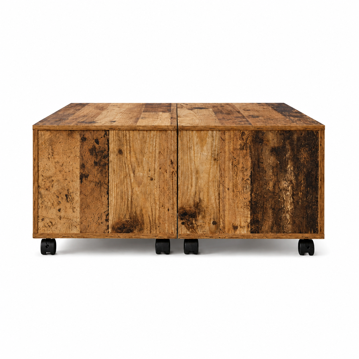 Table Basse Carrée Extensible à Roulettes en Chêne Sonoma