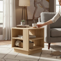 Table Basse Carrée Chêne Sonoma avec Étagères de Rangement