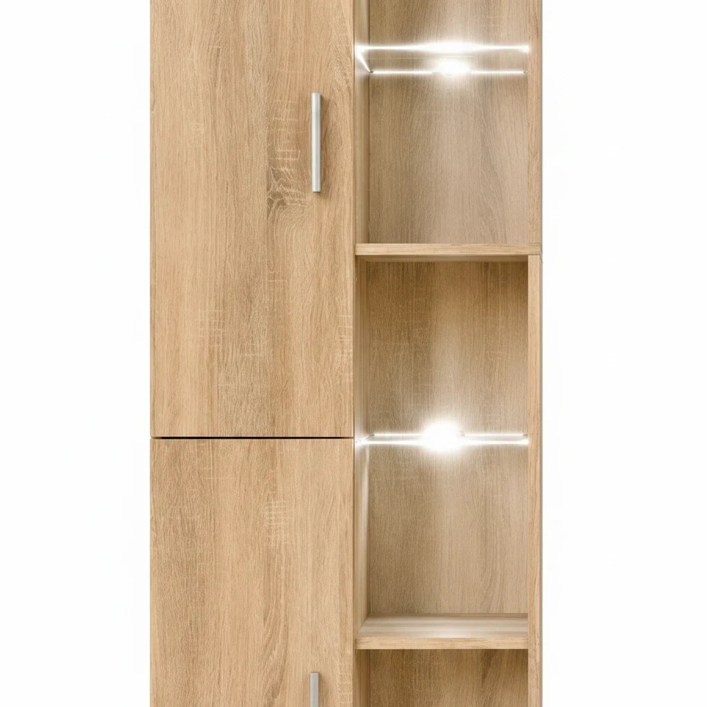 Ensemble Meuble TV Chêne Sonoma avec LED et Vitrine