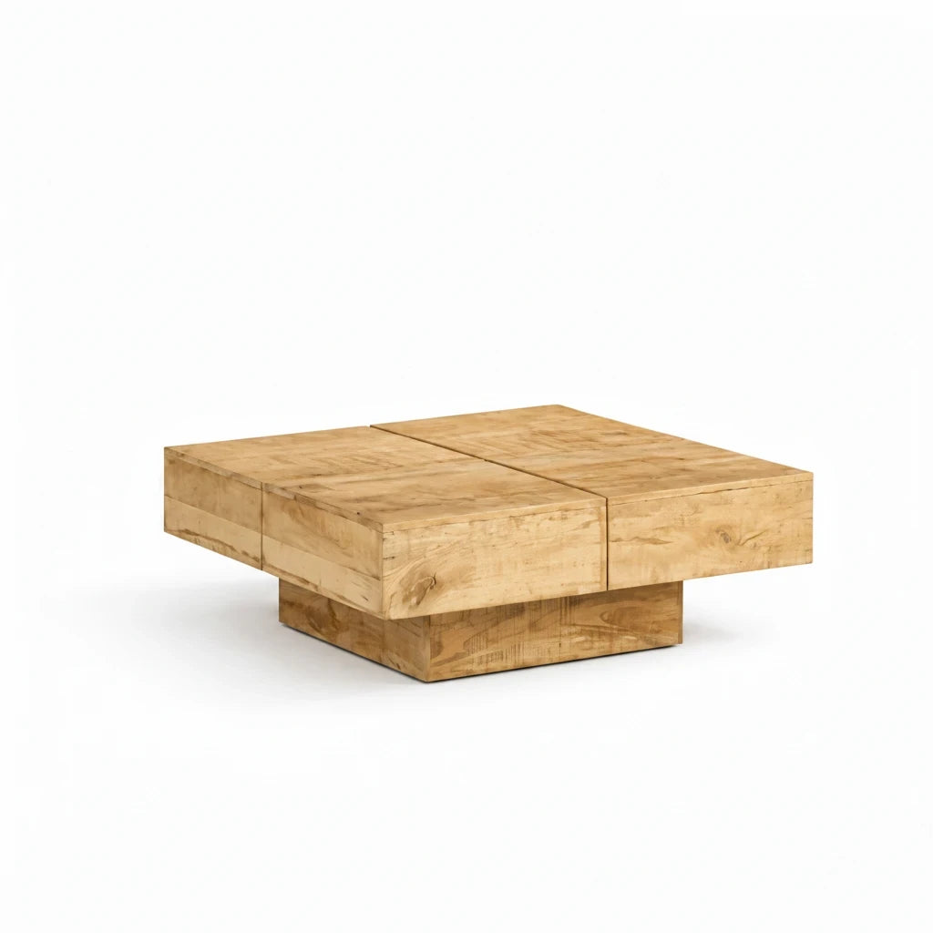 Table Basse Carrée en Bois de Manguier Massif