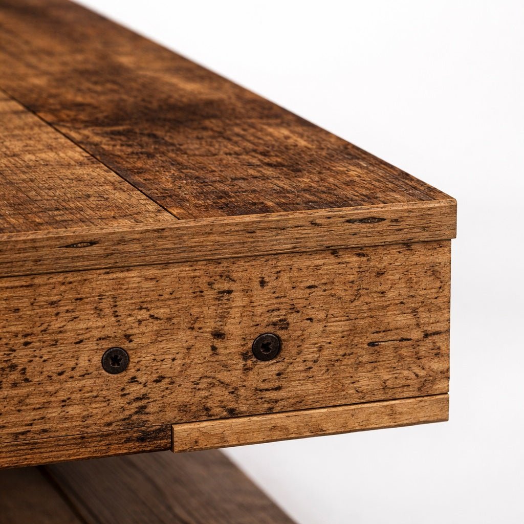 Table basse rotative 360° Vieux Bois - détail du bois