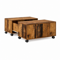 Table Basse Carrée Extensible à Roulettes en Chêne Sonoma