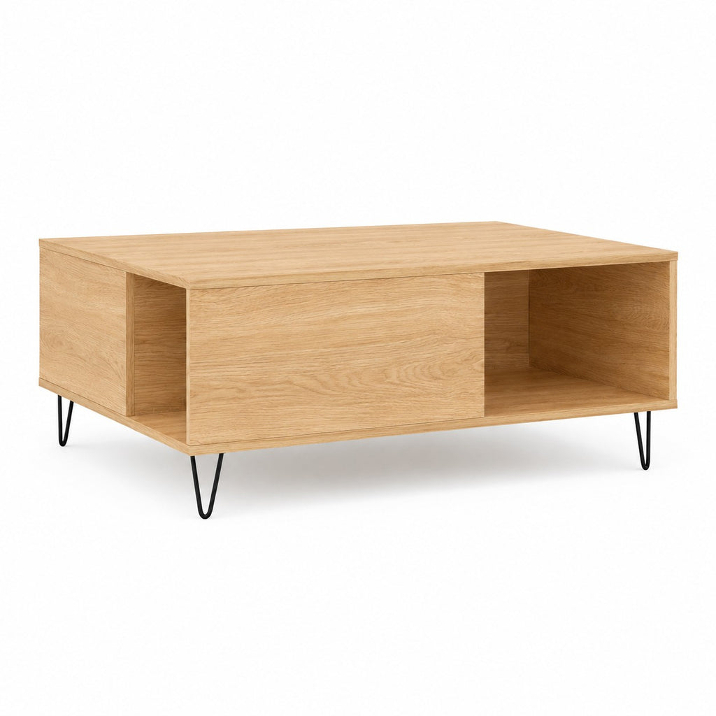 Table Basse en Bois avec Rangement Ouvert
