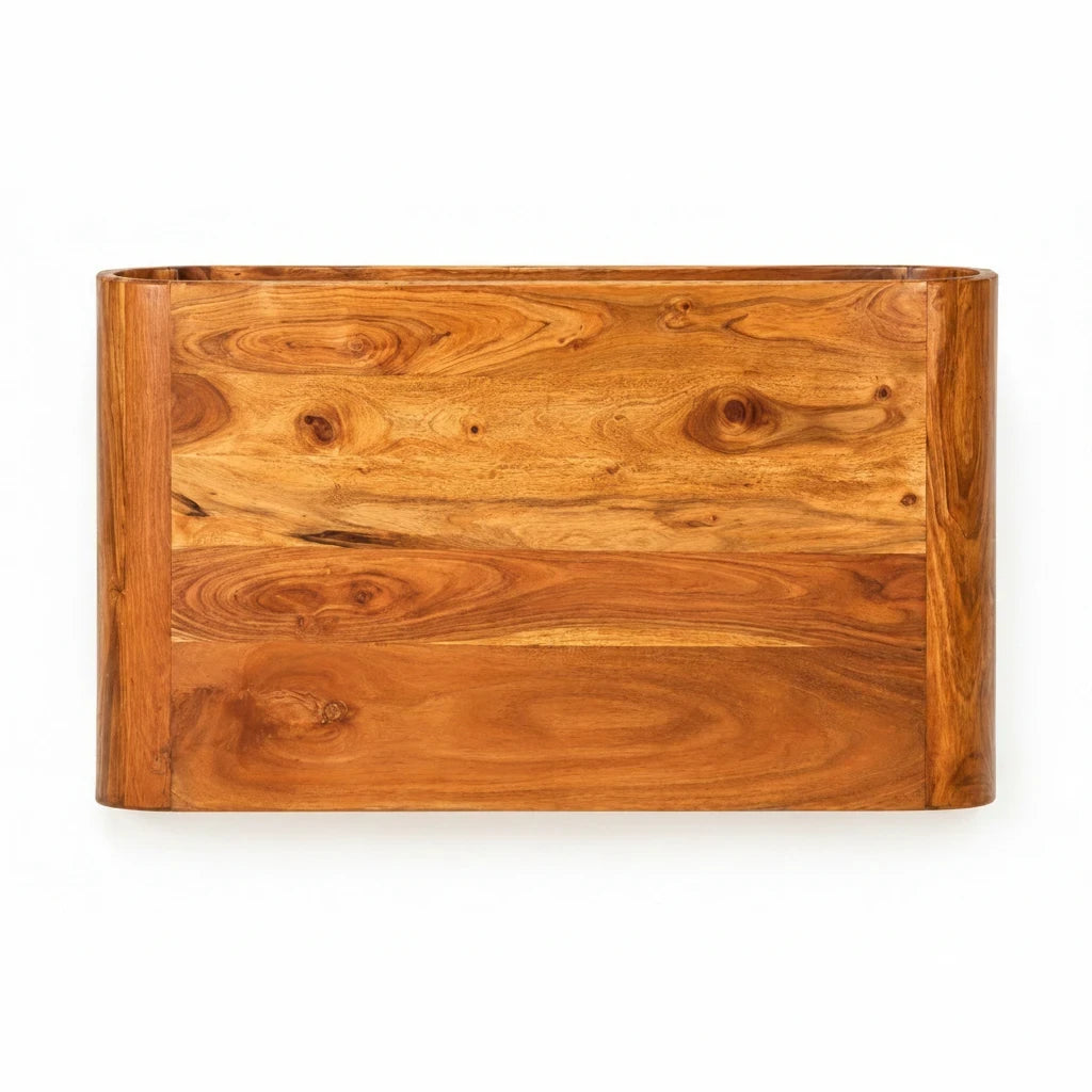 Table Basse en Bois d'Acacia Massif avec Rangement – Finition Miel