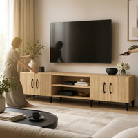 Meuble TV Scandinave Chêne Sonoma 4 Portes 180 cm