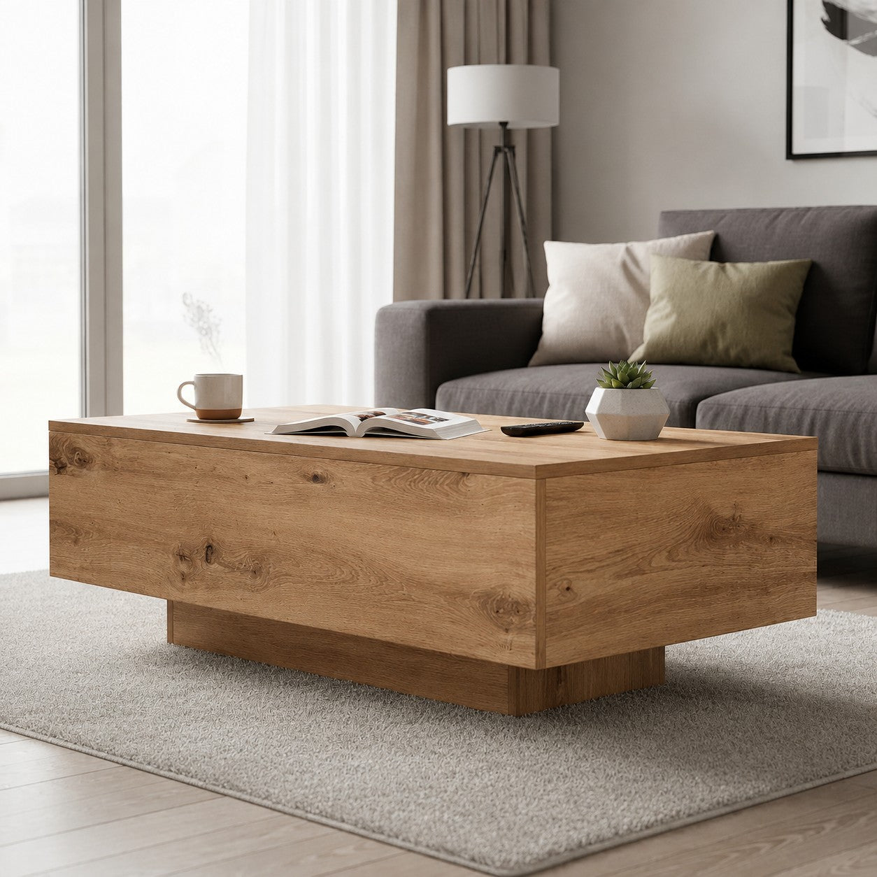 Table Basse en Bois d'Ingénierie 100 cm – Effet Vieux Bois