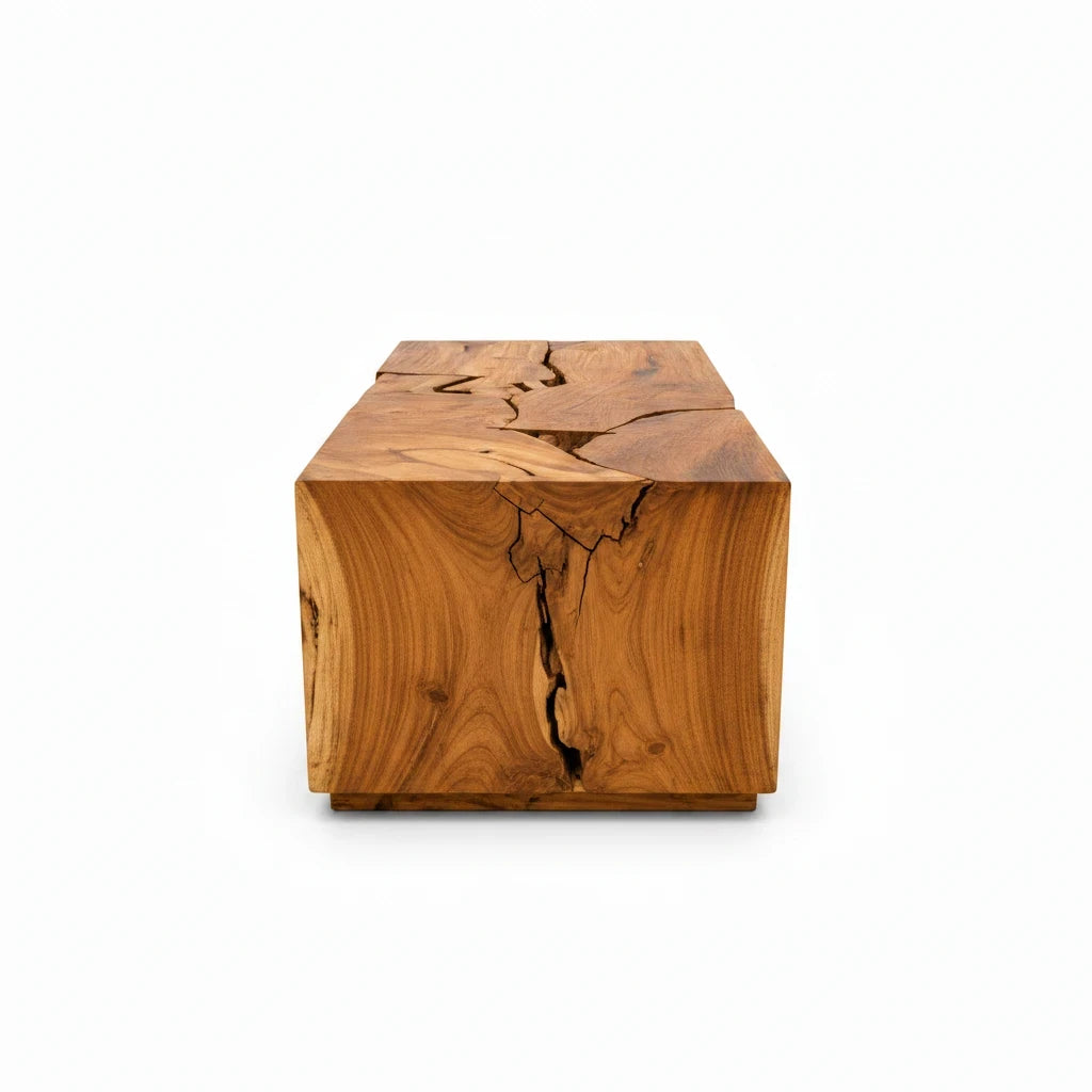 Table Basse Artisanale en Teck Massif Fait Main