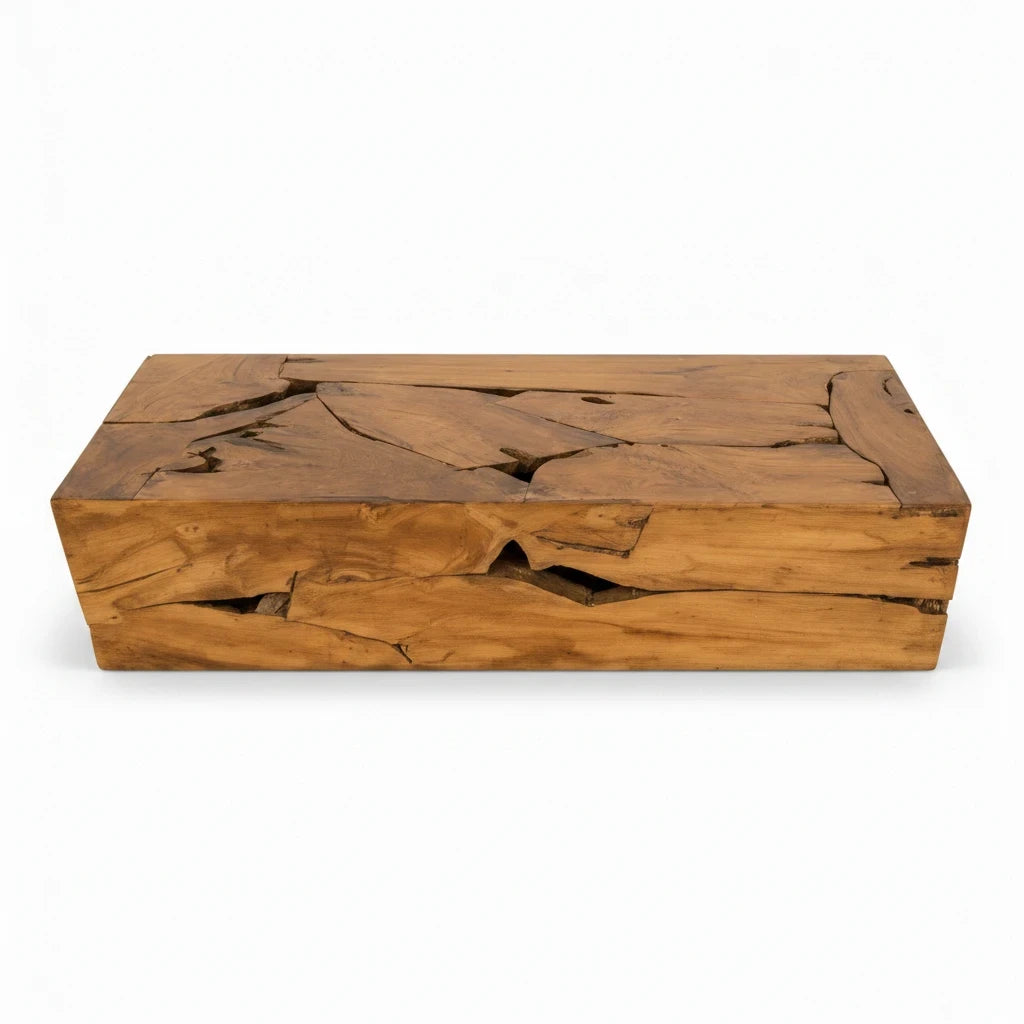 Table Basse Artisanale en Teck Massif Fait Main
