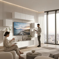 Ensemble Meuble TV Mural Blanc Suspendu – 8 Pièces