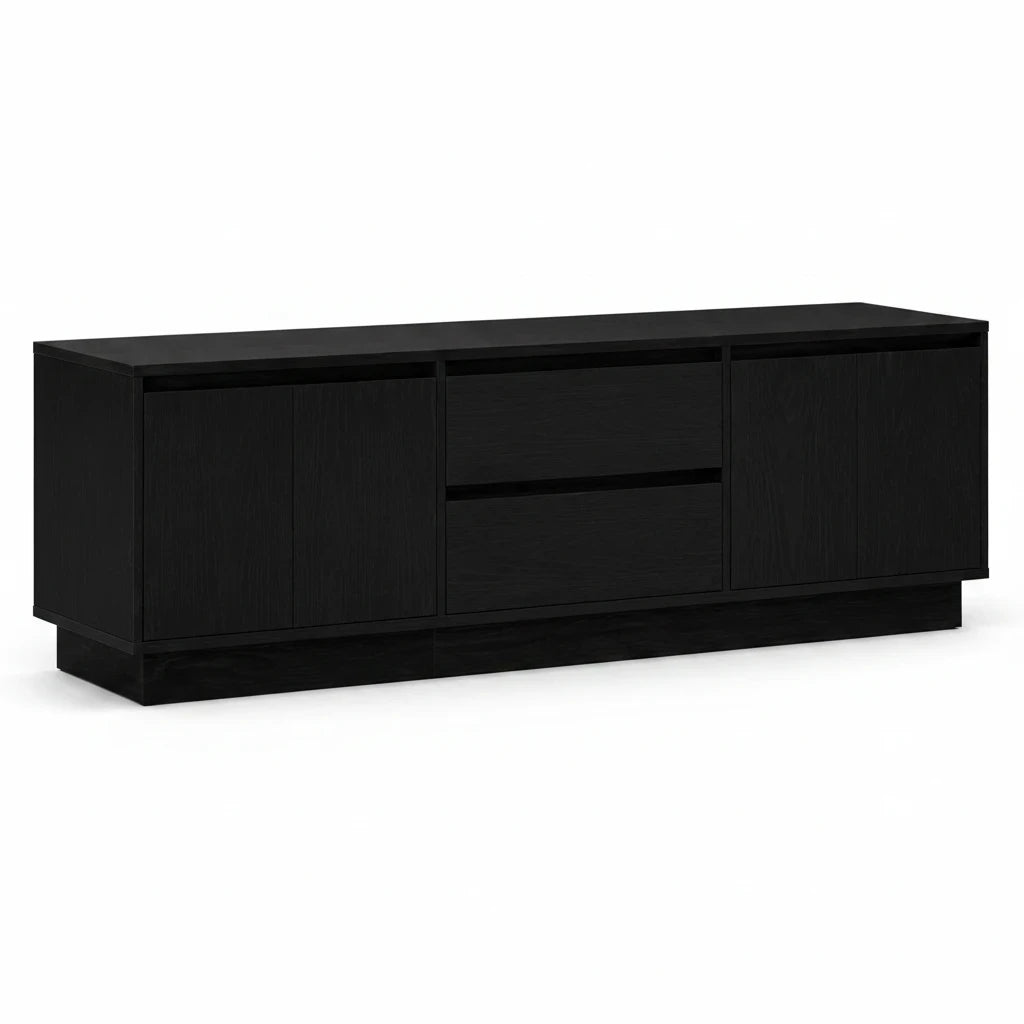 Meuble TV Chêne Noir LED RGB 160 cm avec Tiroirs