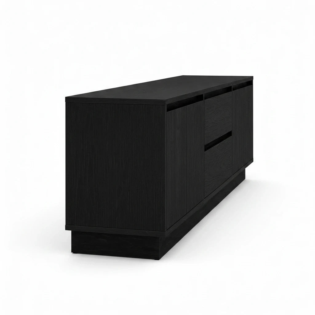 Meuble TV Chêne Noir LED RGB 160 cm avec Tiroirs