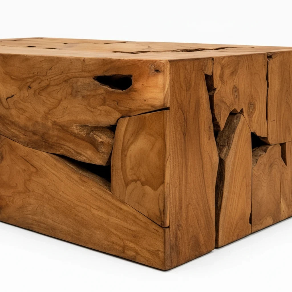 Table Basse Artisanale en Teck Massif Fait Main