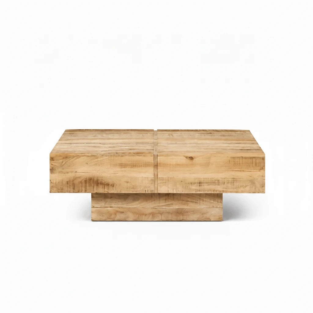 Table Basse Carrée en Bois de Manguier Massif