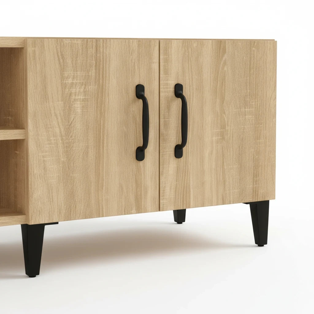 Meuble TV Scandinave Chêne Sonoma 4 Portes 180 cm