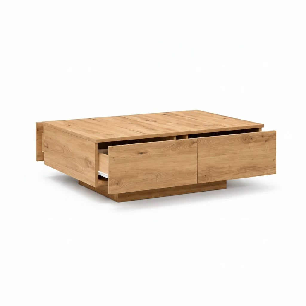 Table Basse Rectangulaire en Bois avec Rangement