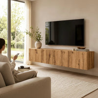 Meuble TV Suspendu Chêne Artisanal 2 Portes