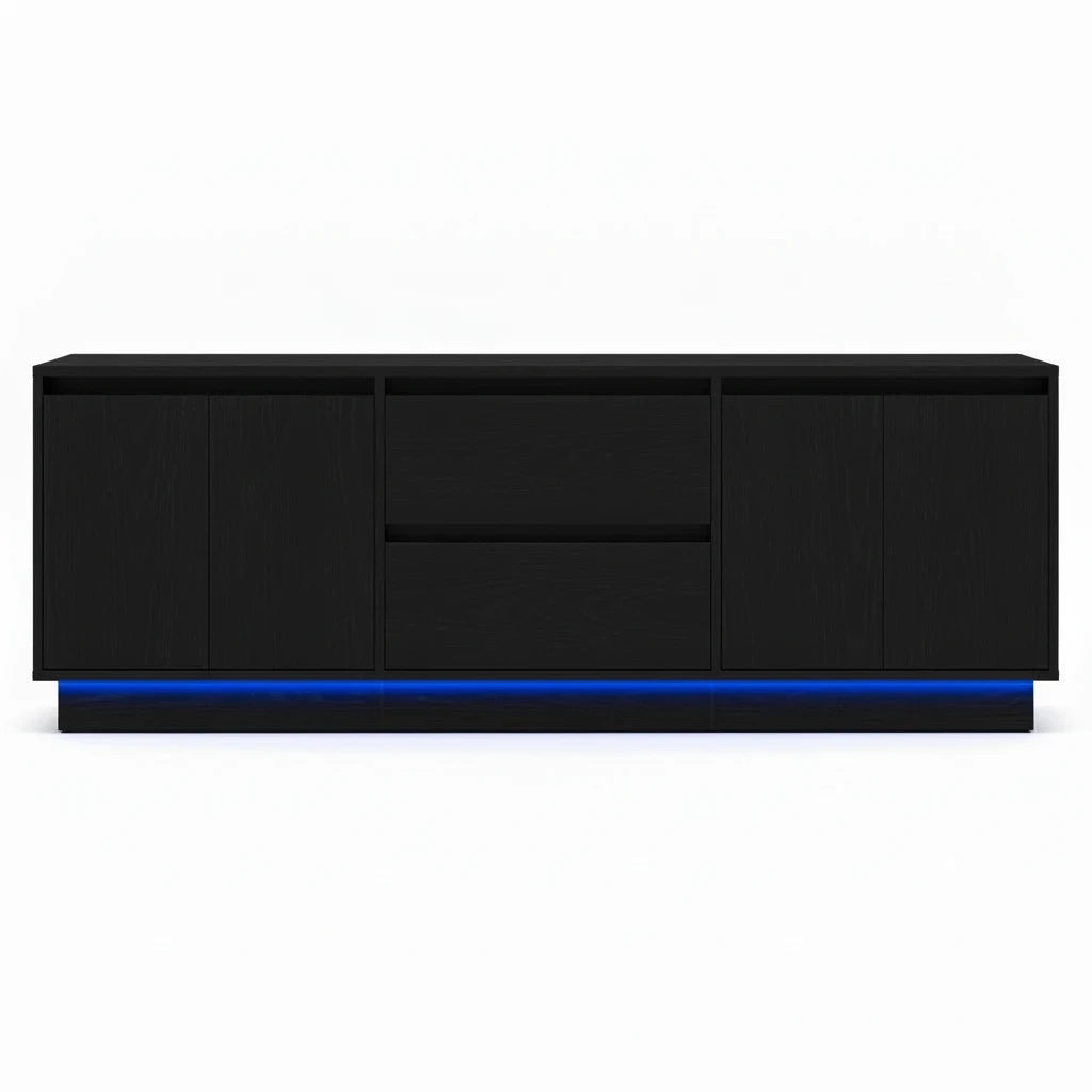 Meuble TV Chêne Noir LED RGB 160 cm avec Tiroirs
