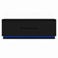 Meuble TV Chêne Noir LED RGB 160 cm avec Tiroirs