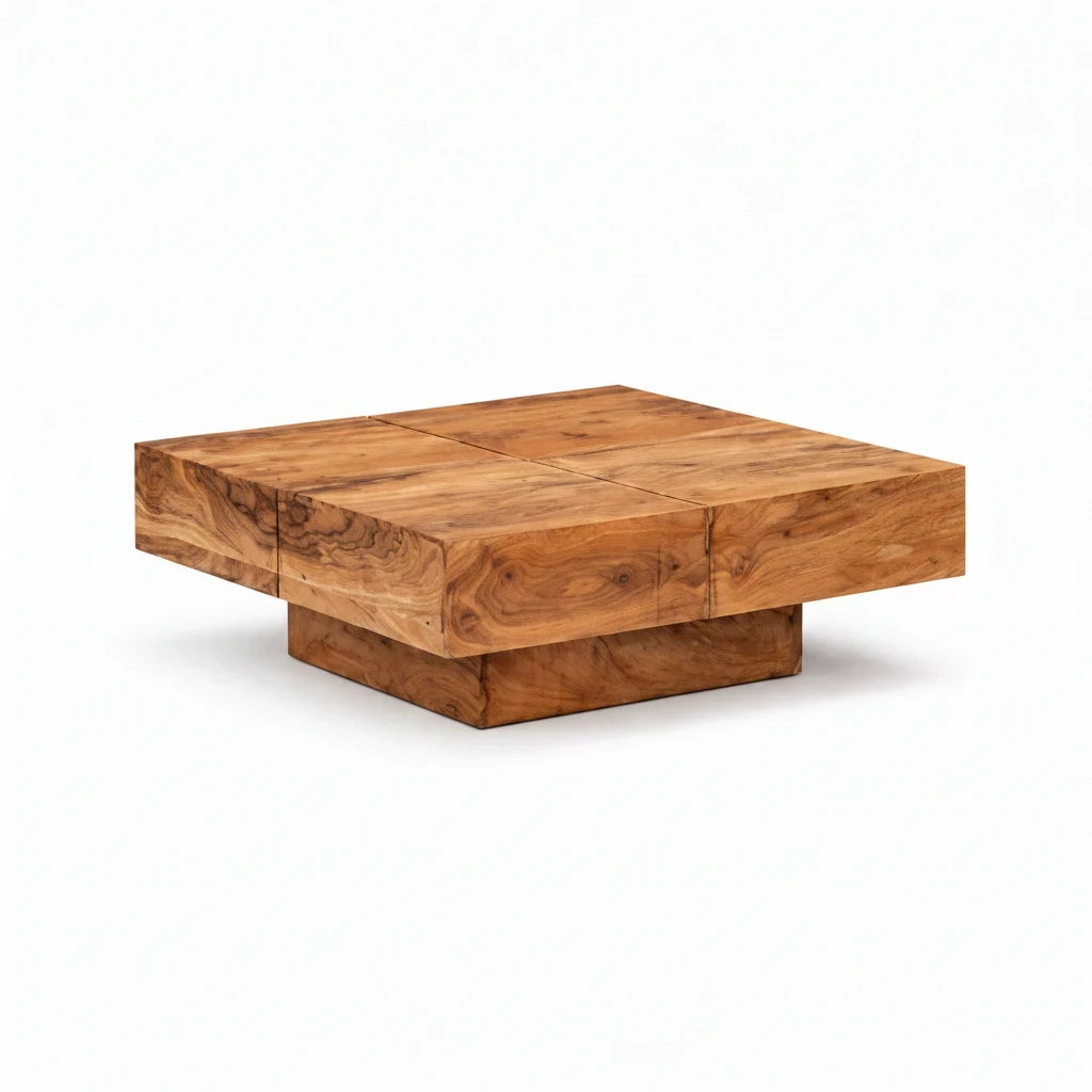 Table Basse Carrée en Bois de Manguier Massif