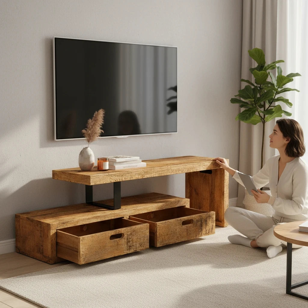 Meuble TV Extensible en Manguier Massif Modulable
