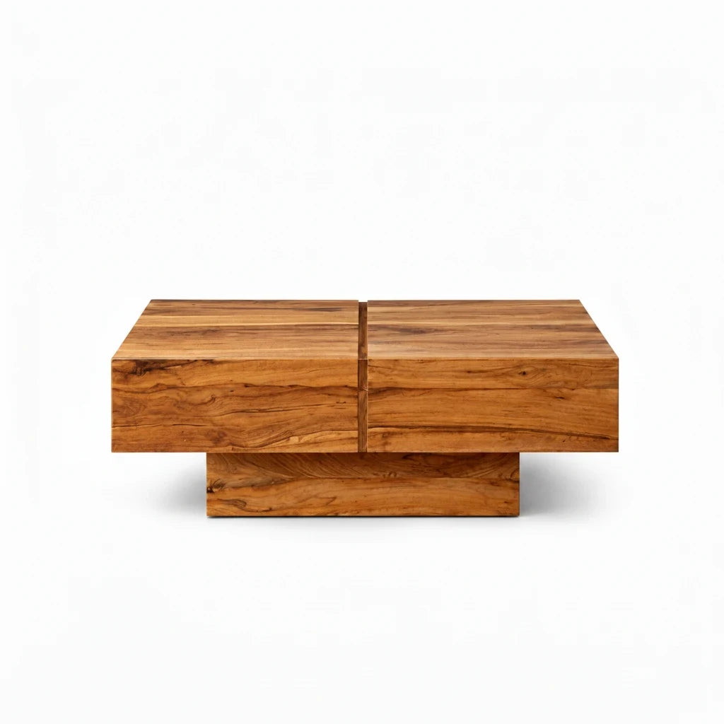Table Basse Carrée en Bois de Manguier Massif