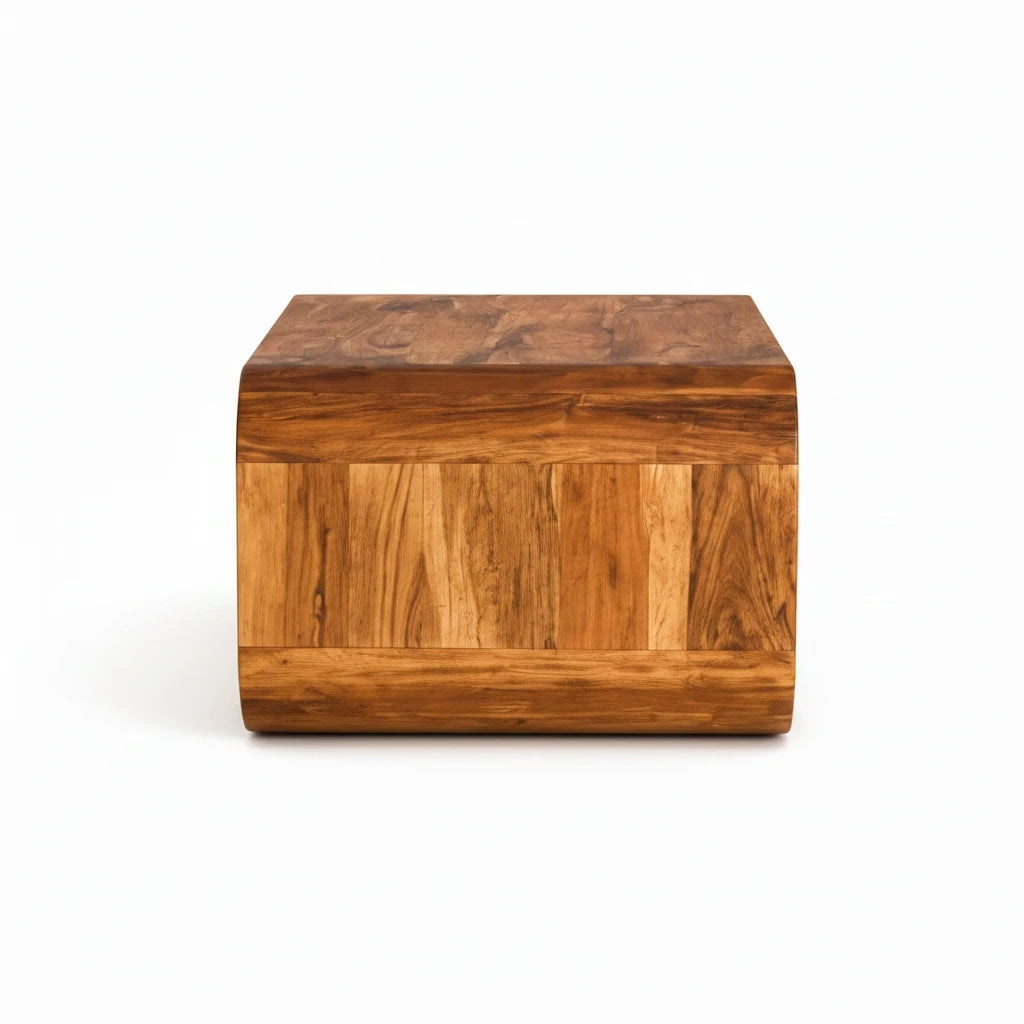 Table Basse en Bois d'Acacia Massif avec Rangement – Finition Miel