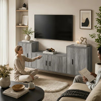 Meuble TV Mural Suspendu Gris Sonoma – 3 Pièces