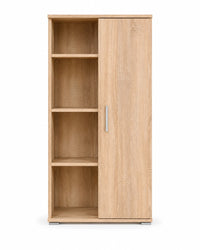 Armoire de rangement Loftora en bois finition chêne sonoma avec étagères ouvertes et porte fermée moderne