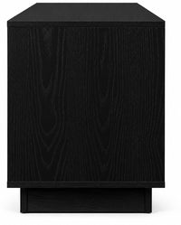 Meuble télévision Loftora noir moderne avec finition en bois veiné et design minimaliste pour salon contemporain
