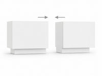 Meuble TV Loftora blanc modulable au design épuré avec deux sections séparées sur fond blanc